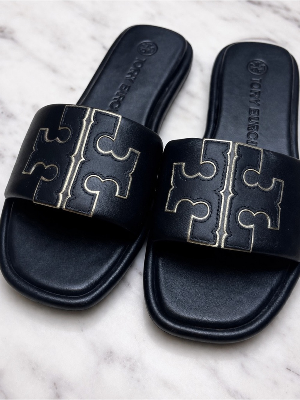 Tory Burch Double-T Leather Sport Slide Sandal